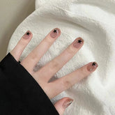 Nude Color Y2K Star Press on Nails Cat's Eyes Fake Nails Rhinestone Designed Short Wearable False Nails for Women DIY Manicure